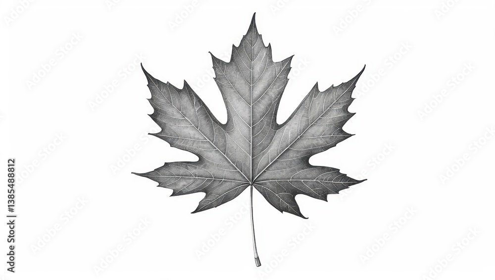 Detailed grayscale maple leaf drawing Detailed grayscale maple leaf drawing