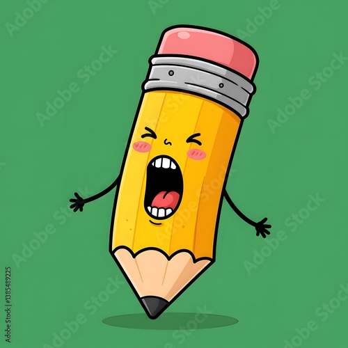 Illustration of a Angry Cartoon Pencil.