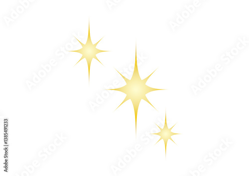 金の星のモチーフのイラスト、記号。飾り。