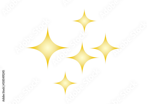 金の星のモチーフのイラスト、記号。飾り。