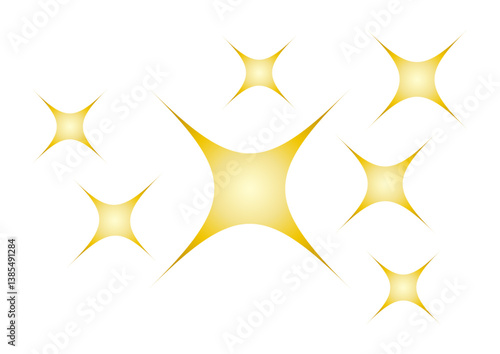 金の星のモチーフのイラスト、記号。飾り。