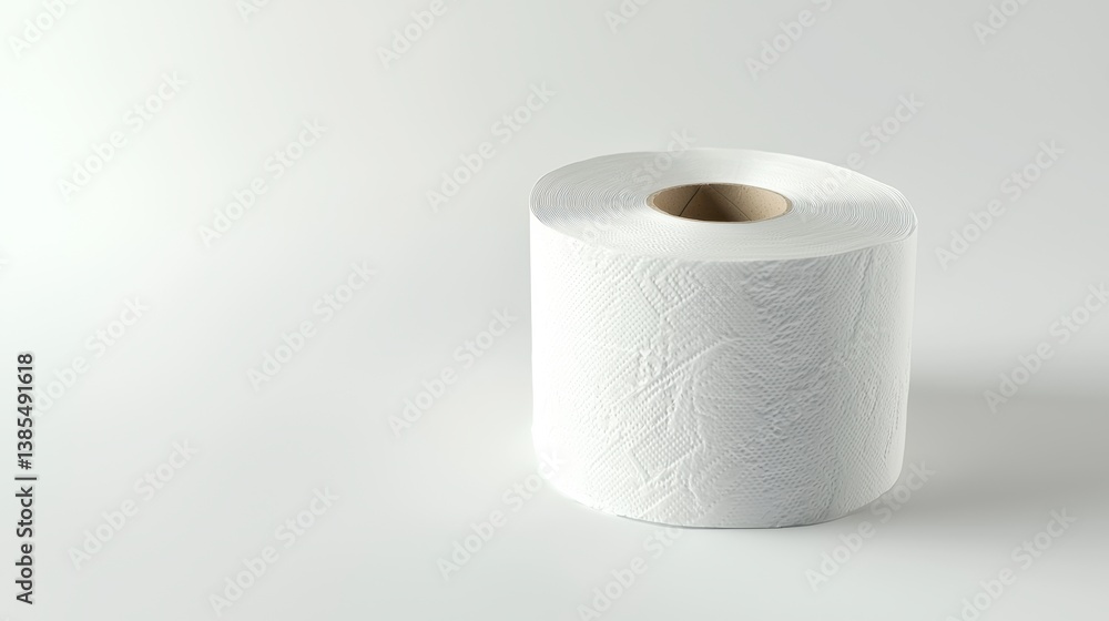 White paper roll positioned on a neutral background ready for everyday use in homes or offices ideal for cleaning and hygiene tasks White paper roll positioned on a neutral background ready for everyday use in homes or offices ideal for cleaning and hygiene tasks