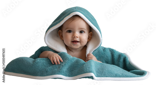 A newborn baby wrapped snugly in a soft blue towel