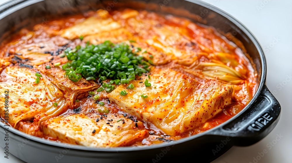 Delicious Korean Kimchi Jjigae Stew with Tofu and Vegetables Delicious Korean Kimchi Jjigae Stew with Tofu and Vegetables