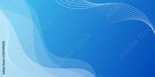 abstract simple line and transparent wave shape blue banner background design