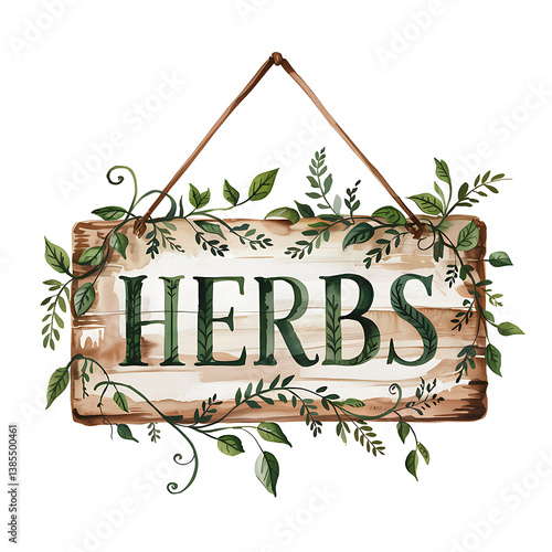 Vintage HERBS Hanging Sign – Botanical Garden Clipart