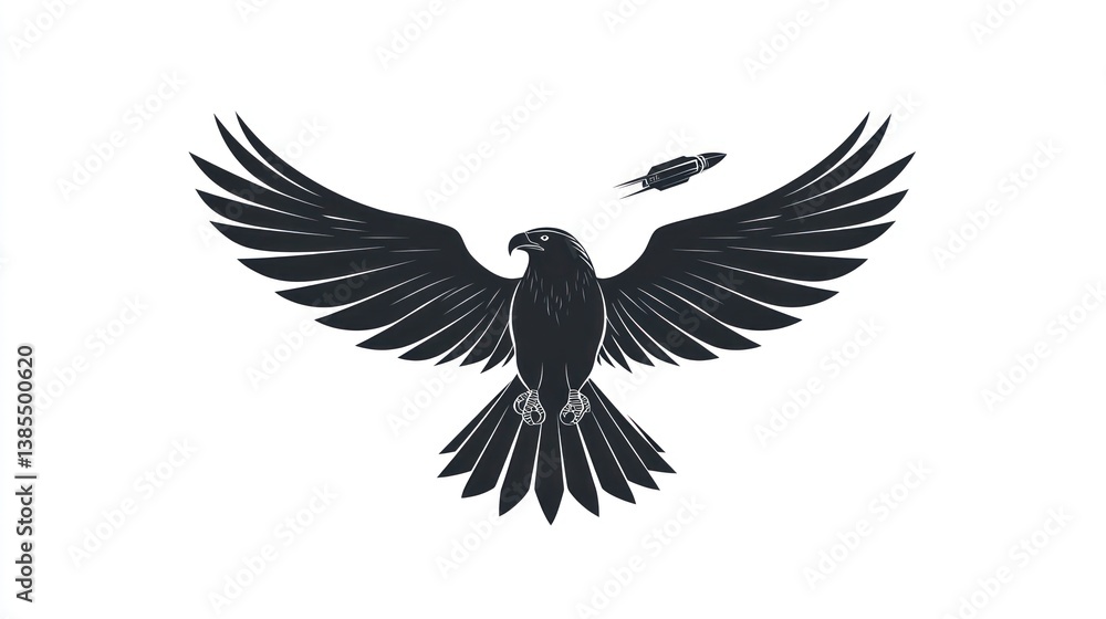 Fototapeta premium Hawk in flight, graphic design, artistic illustration