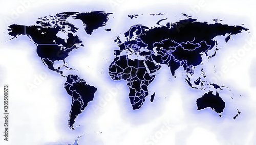 world map on black background