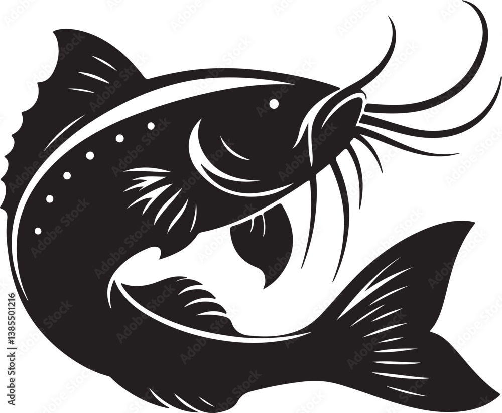 Obraz premium Fish Vector Silhouette Black Vector