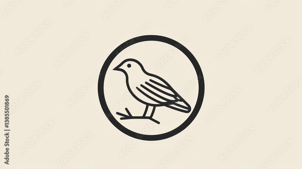 Fototapeta premium Simple bird graphic, circular design, subtle background