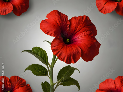 red petunia flower isolated on transparent background
