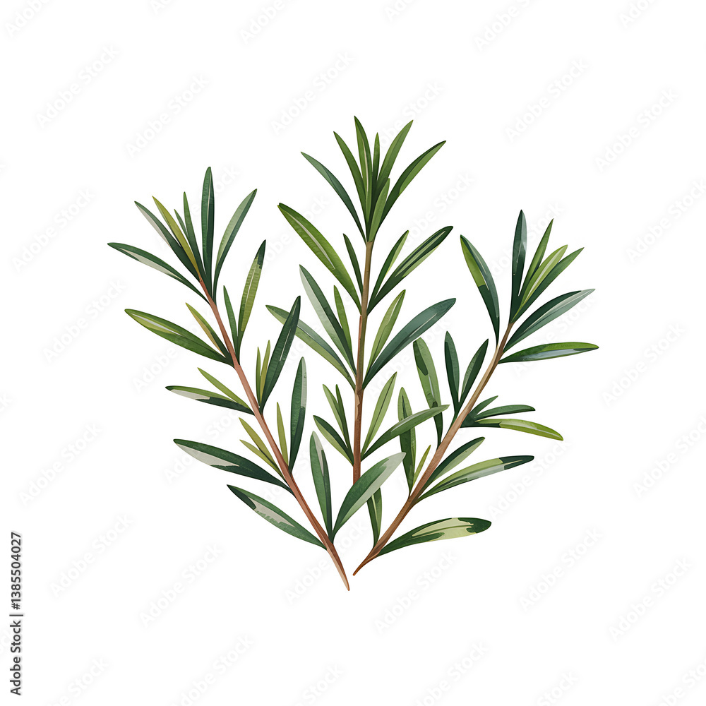 Fototapeta premium Rosemary Sprigs – Minimalist Botanical Illustration