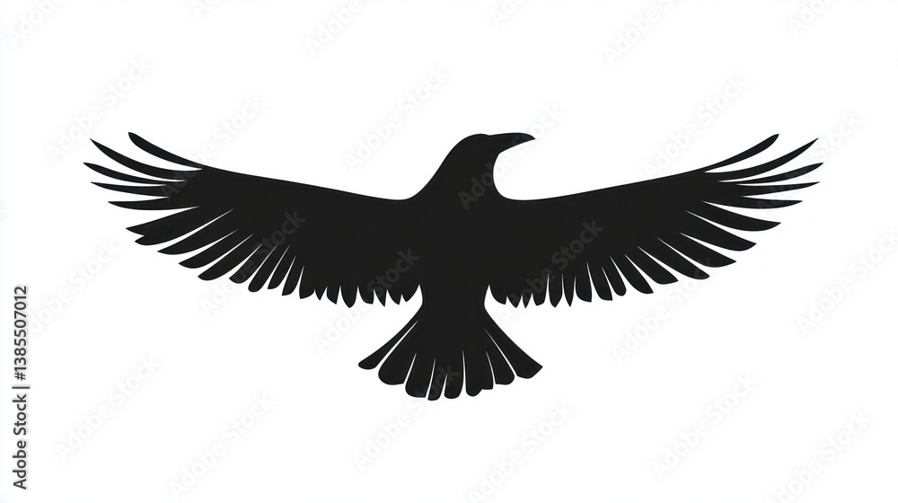 Fototapeta premium Silhouette of a soaring crow
