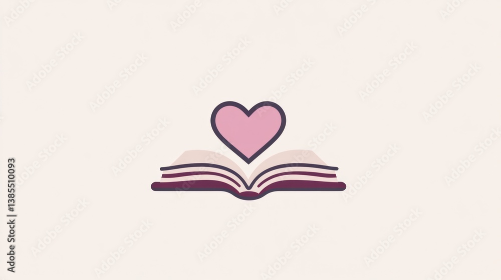 Open Book with Heart, Simple Graphic, Abstract Concept, Educational, for Social Media, or Print Design Open Book with Heart, Simple Graphic, Abstract Concept, Educational, for Social Media, or Print Design