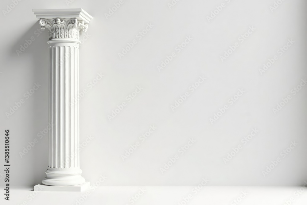 Obraz premium Elegant Roman column against pure white backdrop, stone, old, italy