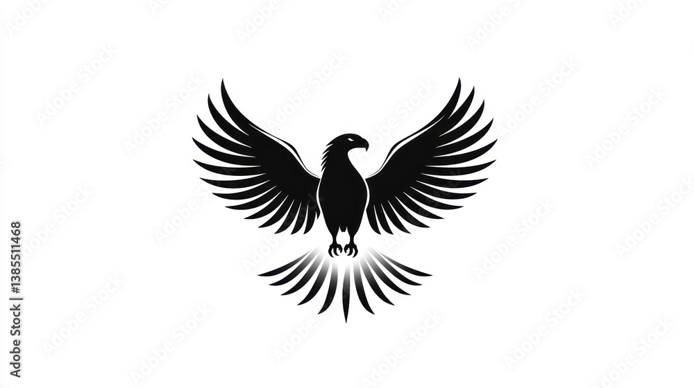 Naklejka premium Soaring eagle emblem, stylized graphic design, use in logo design