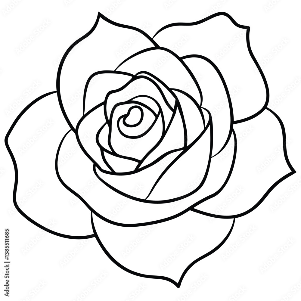 Graceful Rose Outline in One-Line Style ? Simple and Artistic Flower Drawing Graceful Rose Outline in One-Line Style ? Simple and Artistic Flower Drawing