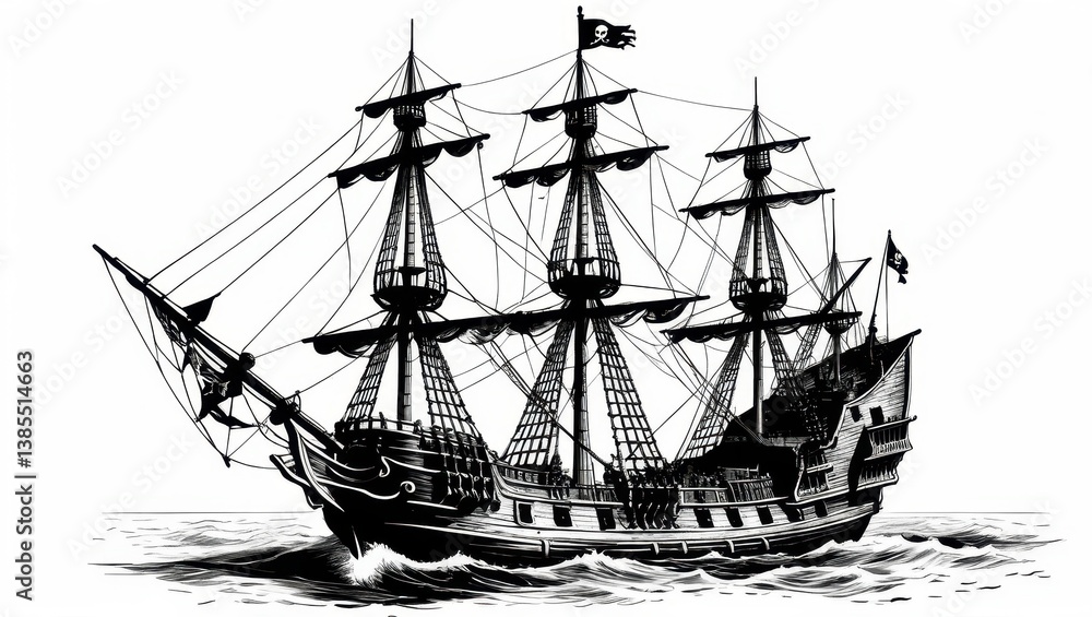 Obraz premium Vintage sailing ship illustration