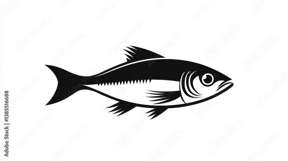 Profile view of a stylized fish Profile view of a stylized fish