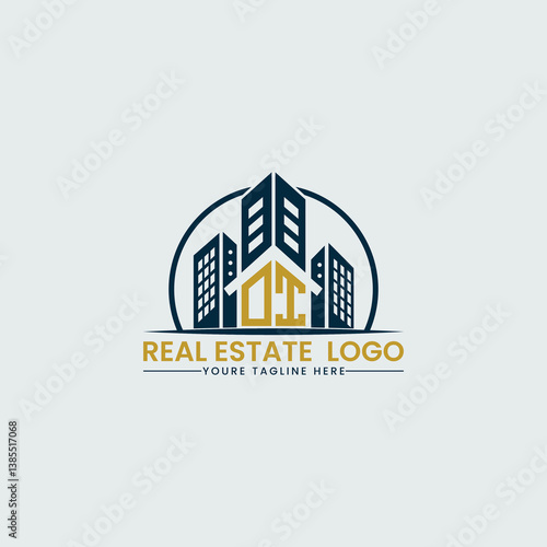 Elegant OI Real Estate Logo with Urban Skyline