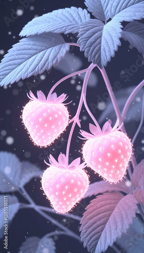 beautiful neon pinkish strawberries