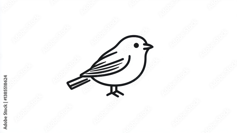 Fototapeta premium Simple black line drawing of a bird (3)