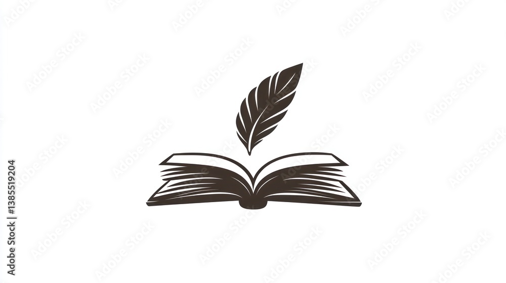 Open book with quill pen, education, knowledge, inspiration Open book with quill pen, education, knowledge, inspiration