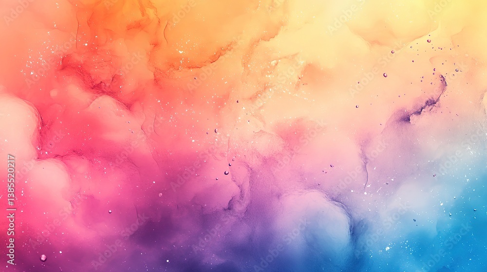 Obraz premium Vibrant rainbow watercolor splashes with soft textures, embodying fluid creativity and artistic expression. 