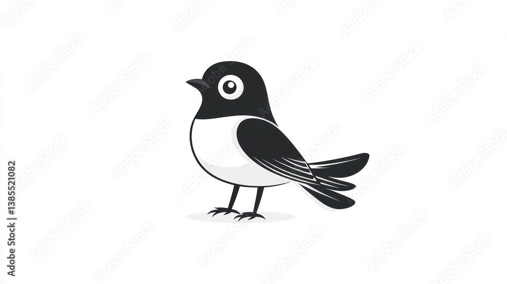 Obraz premium Cute cartoon bird side view