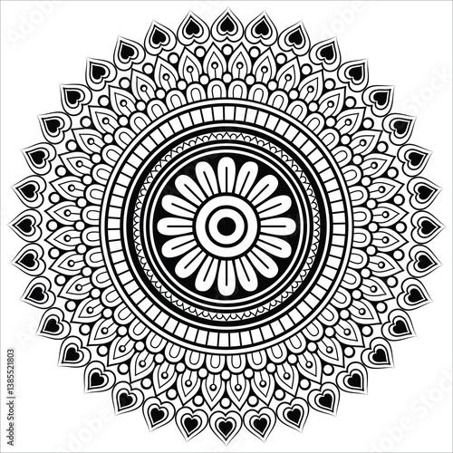 Beautiful mandala design for coloring book. Art on the wall. Decorative pattern in oriental style. 