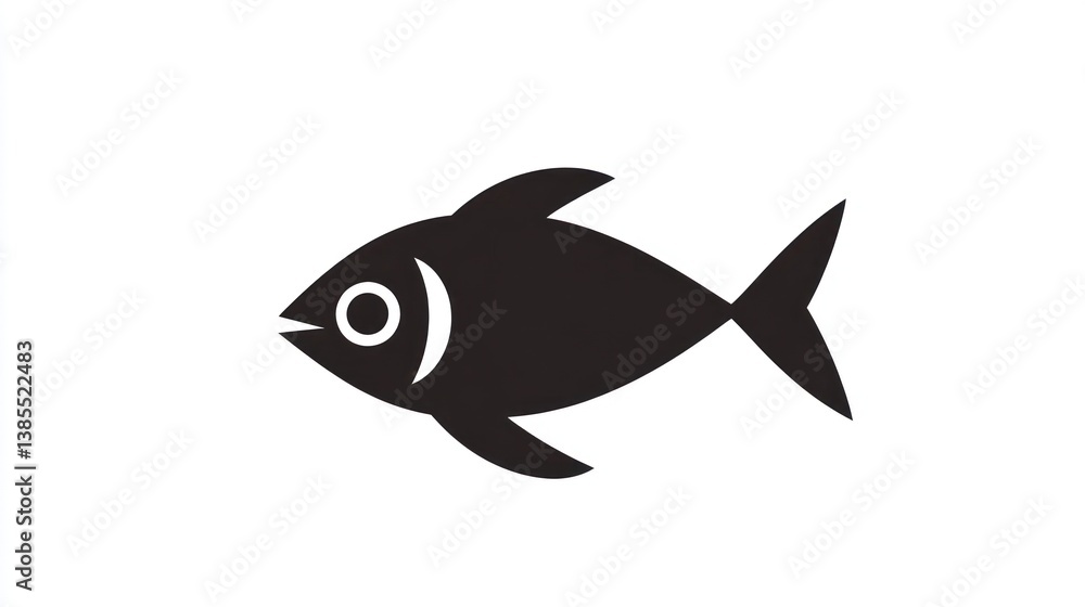 Obraz premium Simple black silhouette of a tuna fish