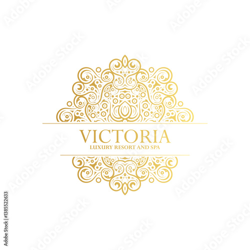 Luxury hotel label template. Trendy vintage royal ornament frames illustration.
