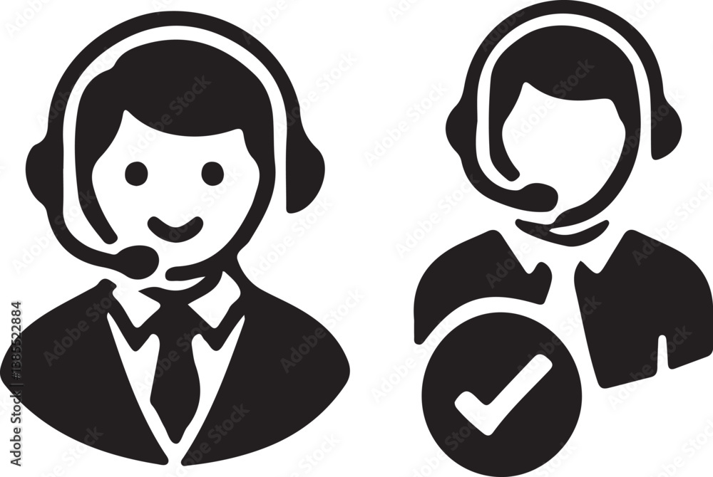 silhouette Support service with headphones. silhouette Support service with headphones.
