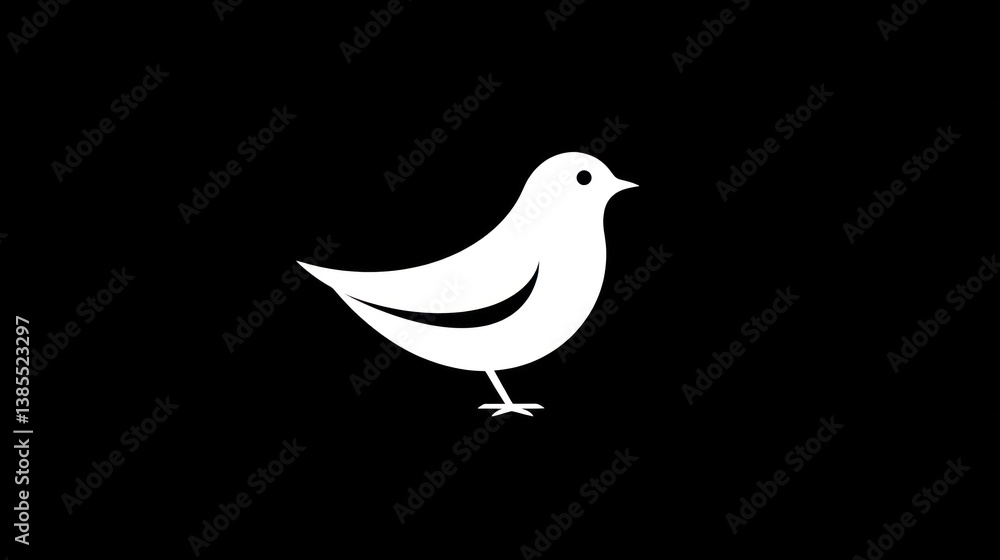 Fototapeta premium Simple bird silhouette on black background. Possible use stock illustration