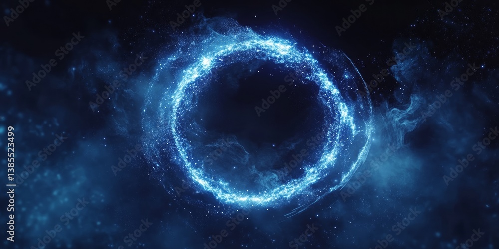 digital cloud computing logo with particle ring circle , futuristic abstract background, illustration