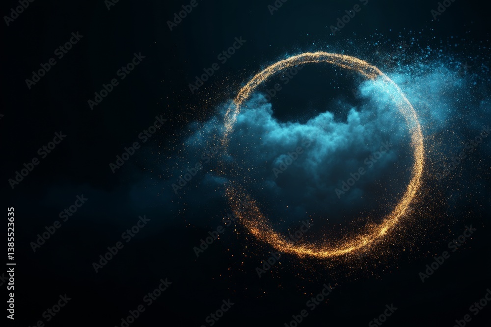 digital cloud computing logo with particle ring circle , futuristic abstract background, illustration