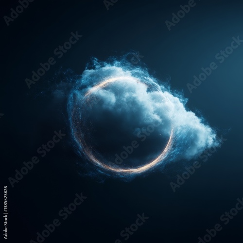 digital cloud computing logo with particle ring circle , futuristic abstract background, illustration	
