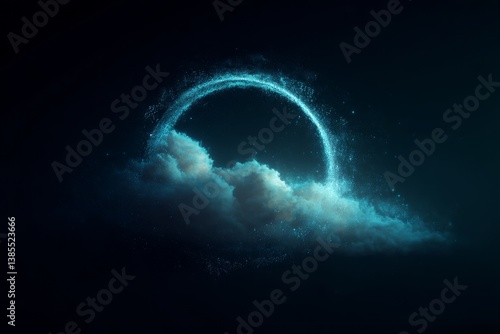 Obraz na płótnie digital cloud computing logo with particle ring circle , futuristic abstract background, illustration
w salonie