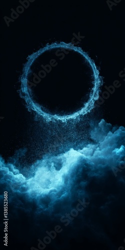Obraz na płótnie digital cloud computing logo with particle ring circle , futuristic abstract background, illustration
w salonie
