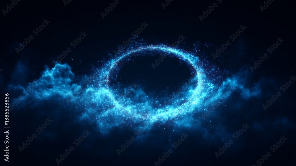 digital cloud computing logo with particle ring circle , futuristic abstract background, illustration