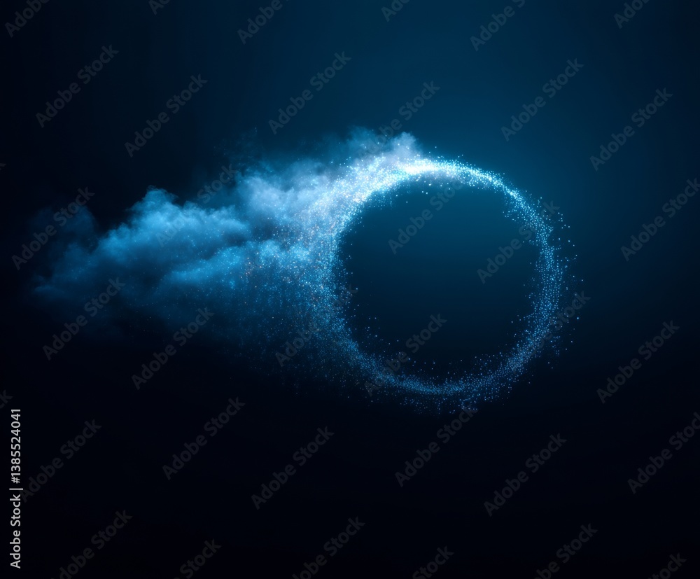 digital cloud computing logo with particle ring circle , futuristic abstract background, illustration