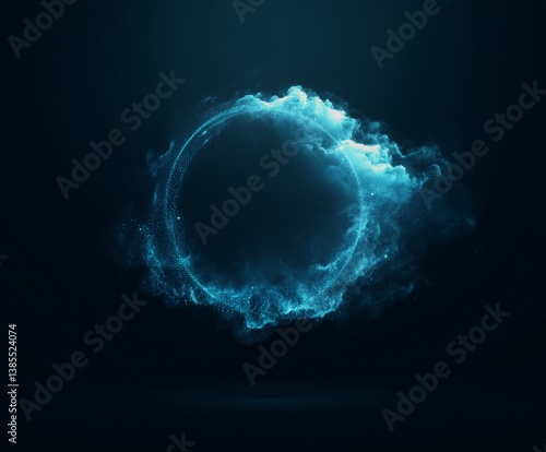 Obraz na płótnie digital cloud computing logo with particle ring circle , futuristic abstract background, illustration
w salonie
