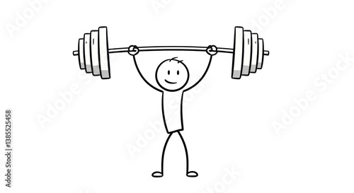 Wallpaper Mural Stick Figure Lifting Heavy Barbell with a Smile on White Background Torontodigital.ca