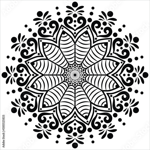 Beautiful mandala design for coloring book. Art on the wall. Decorative pattern in oriental style. 