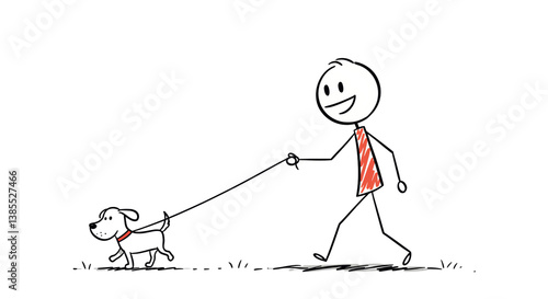 Wallpaper Mural Stick Figure Walking Dog on Leash Simple Cartoon Illustration Torontodigital.ca