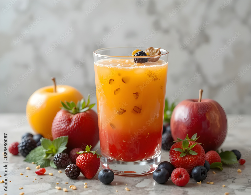 a fruit juice in a glass a fruit juice in a glass