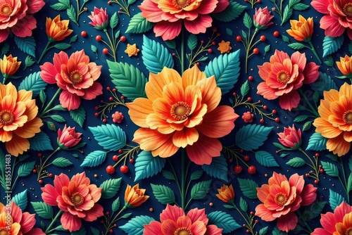 Intricate floral design, repeating seamlessly , seamless background, flowers