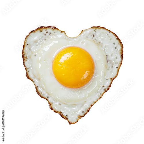 Heart Shape fried Egg isolated on white background