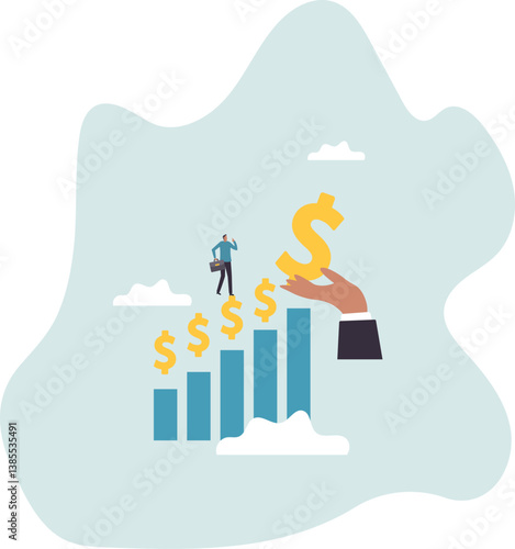 Investment dividends growth, increase profit and earning, passive income from stock market return, saving interest rate .character for design.
