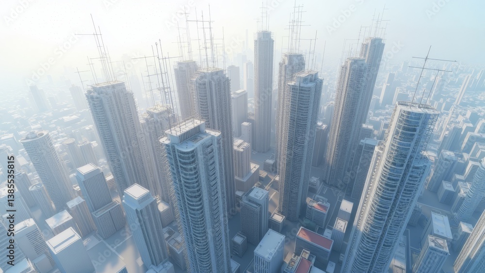 Fototapeta Aerial view of the skyscrapers in Wudu